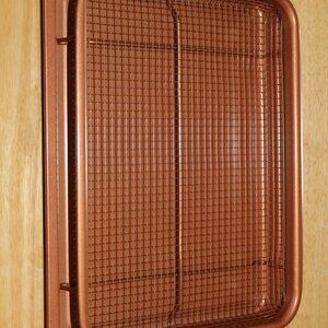 Copper Crisper Tray Non-Stick Baking Pan & Elevated Mesh Crisping Grill Basket